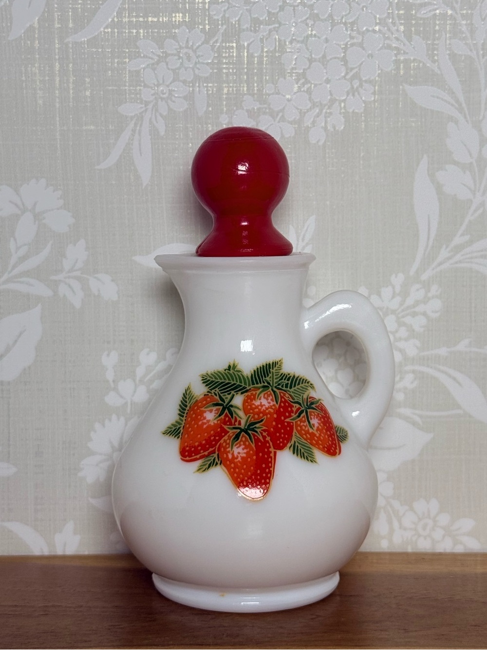 Vintage Avon Strawberry and Cream Bottle Milk Glass